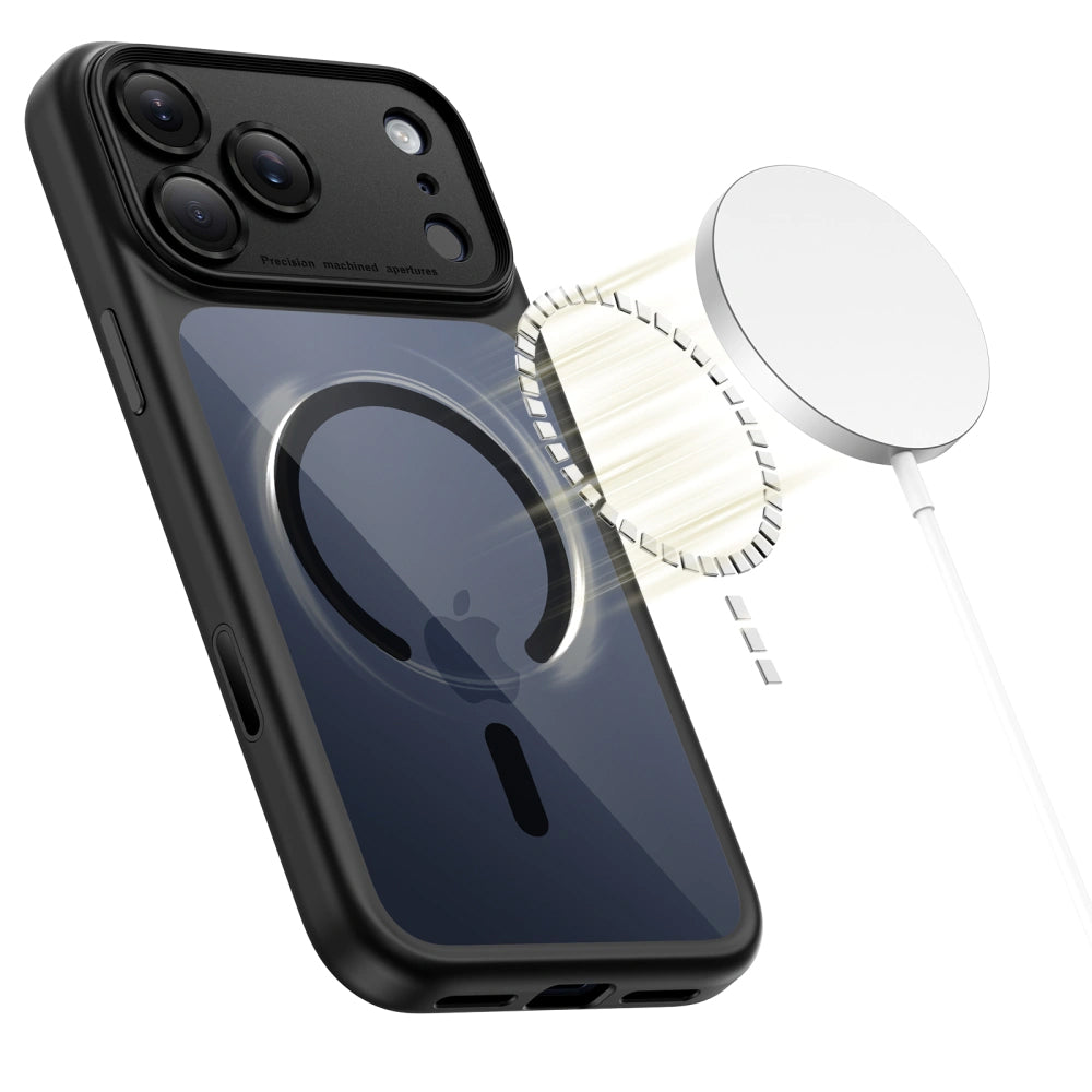 MagSafe-fodral för Apple iPhone 17 Pro Max, Tech-Protect, MagPeak, Svart Transparent