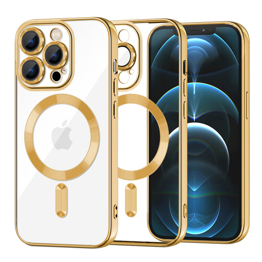 MagSafe-fodral för Apple iPhone 12 Pro Max, Techsuit, Luxury Crystal, Guld