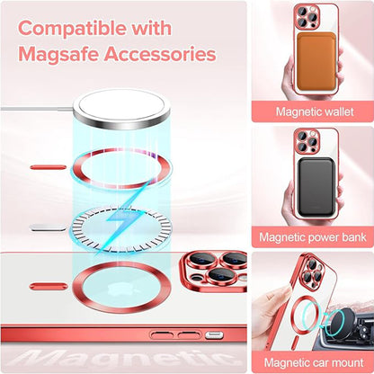 MagSafe-fodral för Apple iPhone 12 Pro Max, Techsuit, Luxury Crystal, Röd