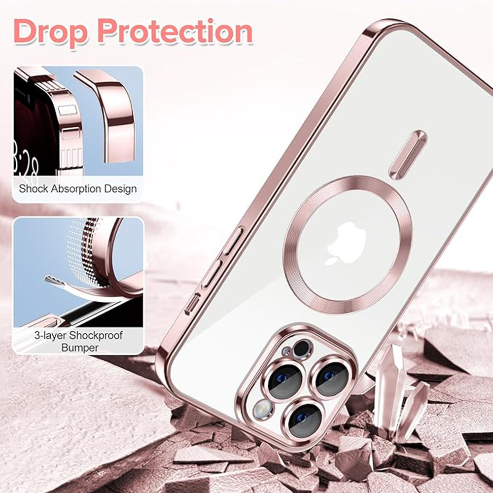 MagSafe-fodral för Apple iPhone 12 Pro Max, Techsuit, Luxury Crystal, Rosa