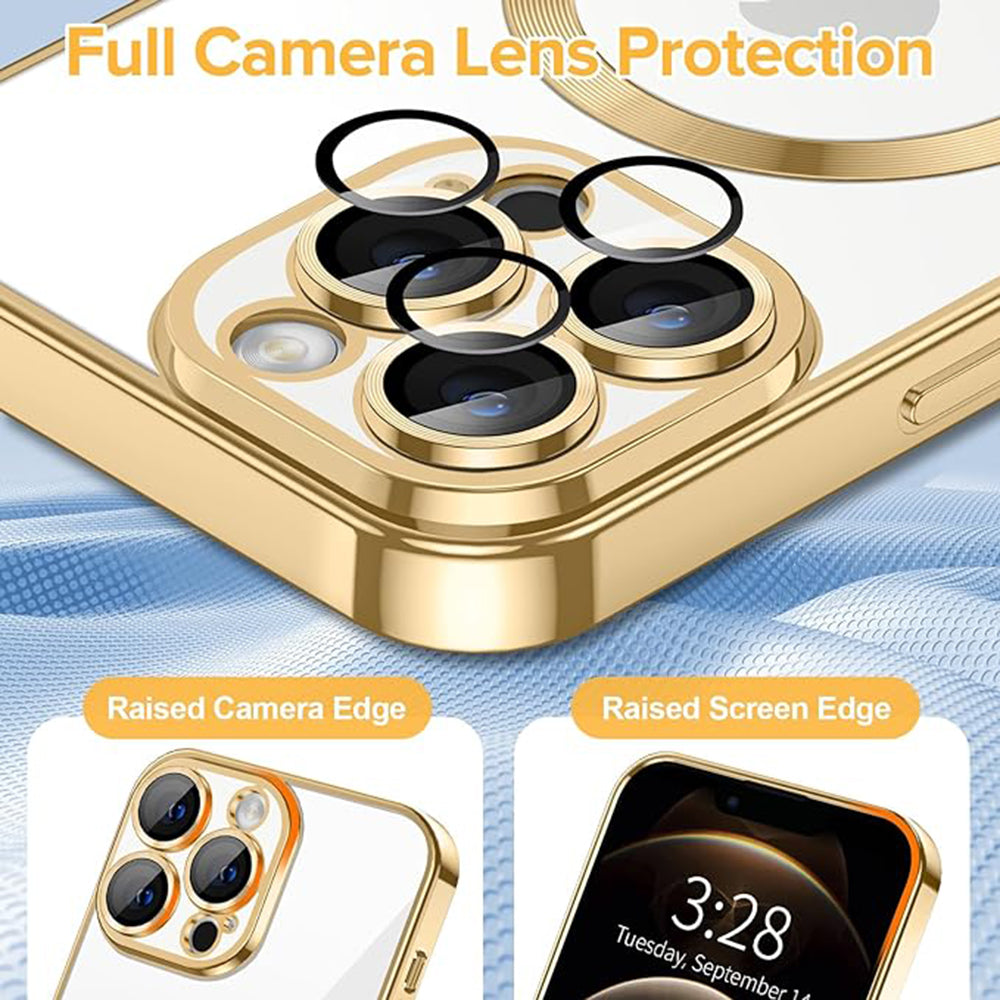 MagSafe-fodral för Apple iPhone 12 Pro, Techsuit, Luxury Crystal, Guld