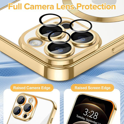 MagSafe-fodral för Apple iPhone 12 Pro, Techsuit, Luxury Crystal, Guld