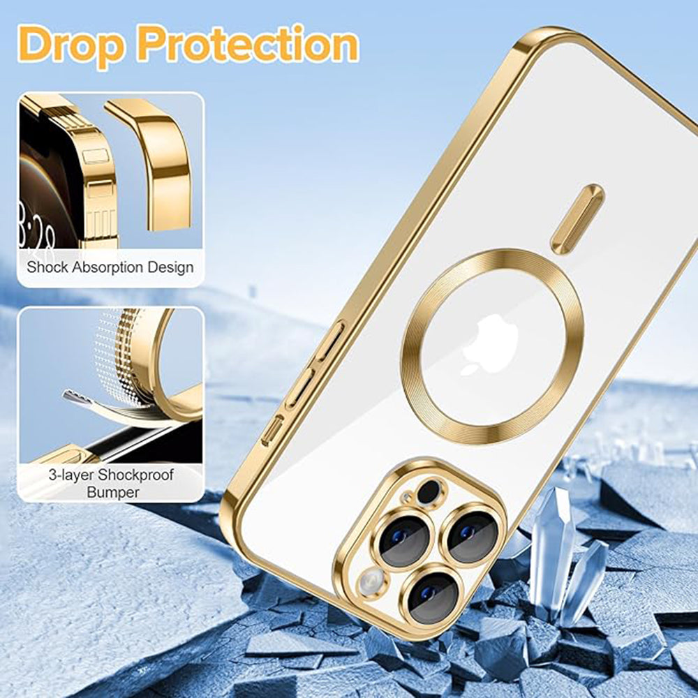 MagSafe-fodral för Apple iPhone 12 Pro, Techsuit, Luxury Crystal, Guld