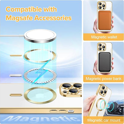 MagSafe-fodral för Apple iPhone 12 Pro, Techsuit, Luxury Crystal, Guld