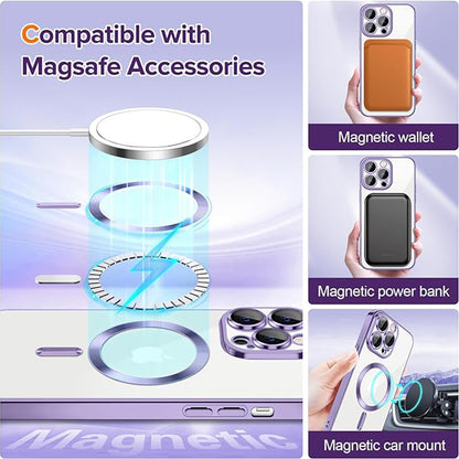 MagSafe-fodral för Apple iPhone 12 Pro, Techsuit, Luxury Crystal, Ljuslila