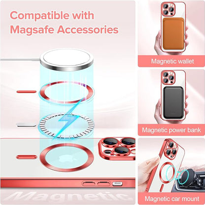 MagSafe-fodral för Apple iPhone 12 Pro, Techsuit, Luxury Crystal, Röd