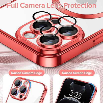 MagSafe-fodral för Apple iPhone 12 Pro, Techsuit, Luxury Crystal, Röd