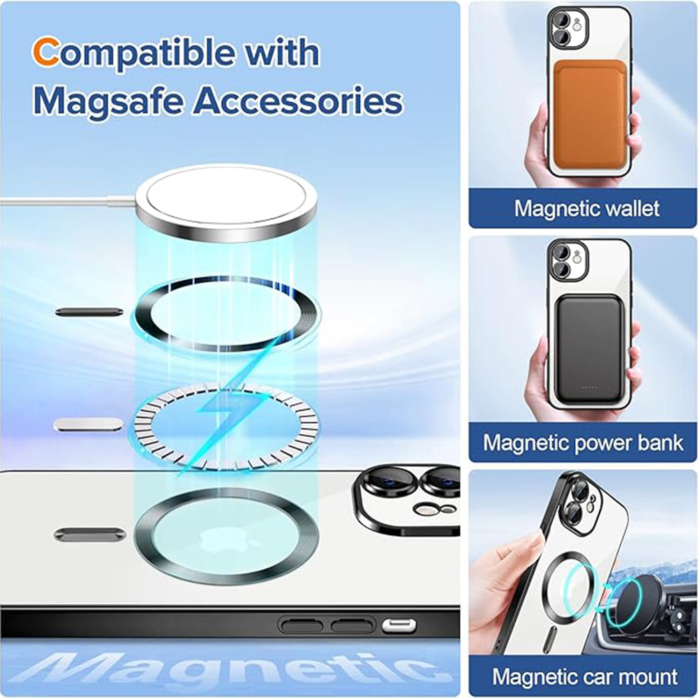 MagSafe-fodral för Apple iPhone 12, Techsuit, Luxury Crystal, Svart