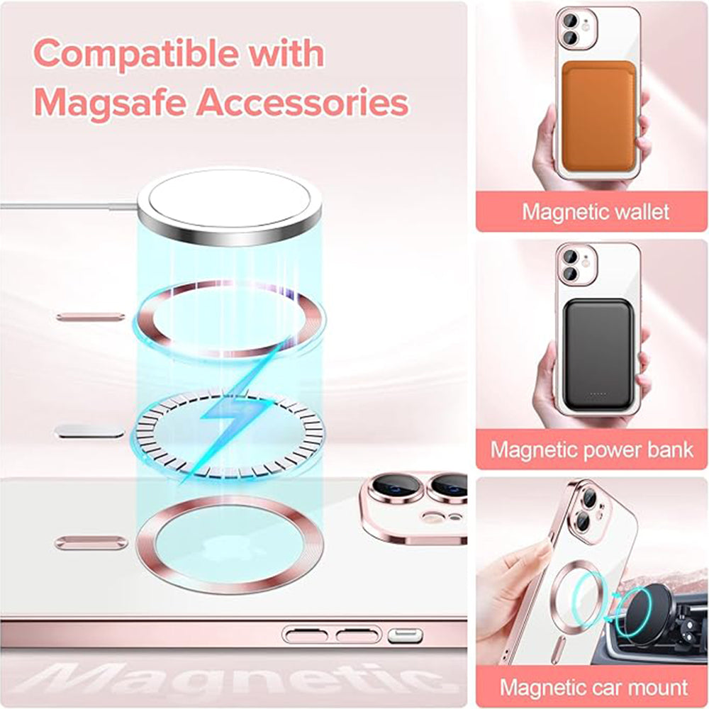 MagSafe-fodral för Apple iPhone 12, Techsuit, Luxury Crystal, Rosa
