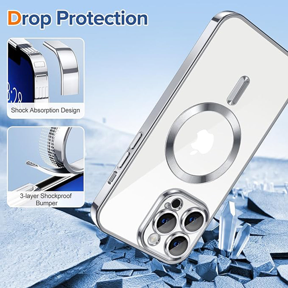 MagSafe-fodral för Apple iPhone 13 Pro Max, Techsuit, Luxury Crystal, Silver