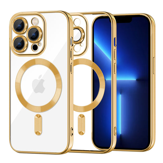MagSafe-fodral för Apple iPhone 13 Pro Max, Techsuit, Luxury Crystal, Guld