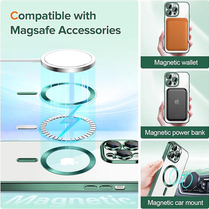 MagSafe-fodral för Apple iPhone 13 Pro Max, Techsuit, Luxury Crystal, Mörkgrön