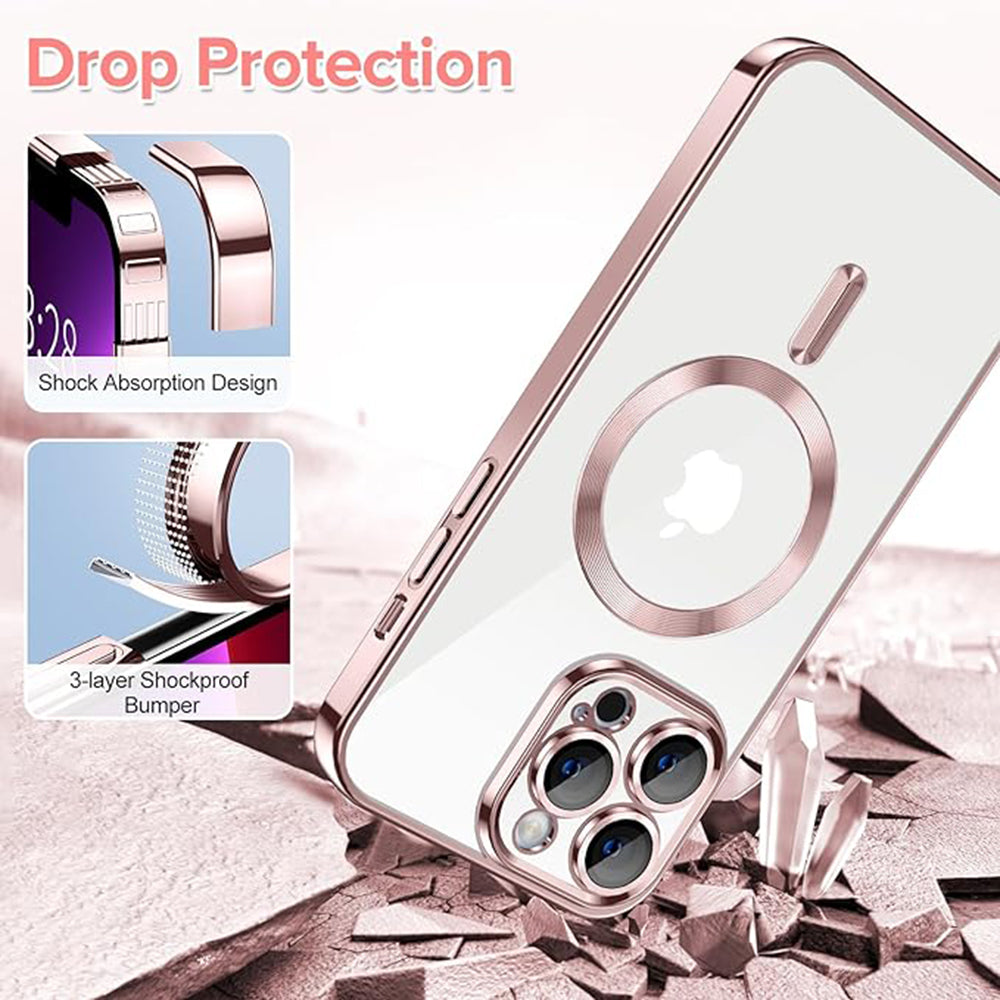 MagSafe-fodral för Apple iPhone 13 Pro, Techsuit, Luxury Crystal, Rosa