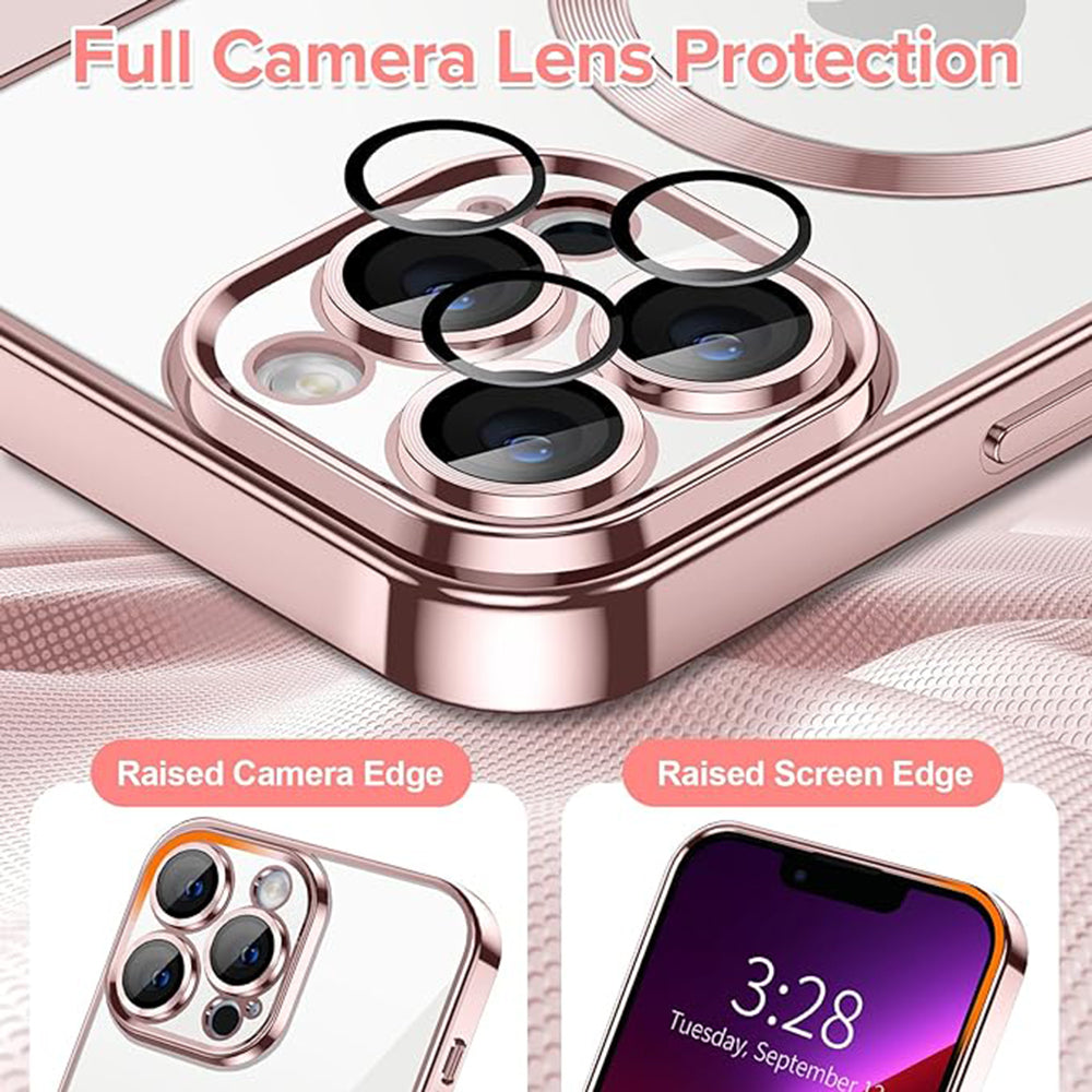 MagSafe-fodral för Apple iPhone 13 Pro, Techsuit, Luxury Crystal, Rosa