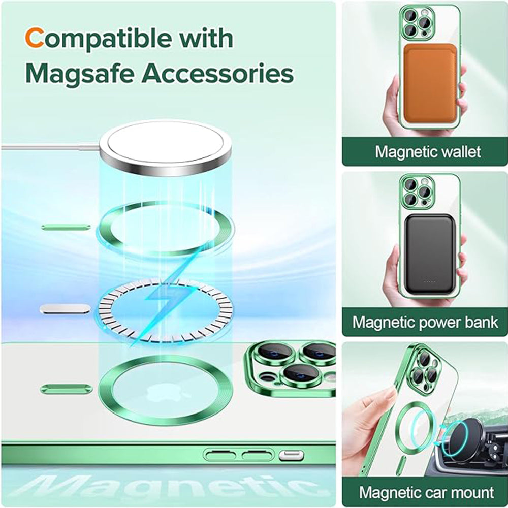 MagSafe-fodral för Apple iPhone 13 Pro, Techsuit, Luxury Crystal, Ljusgrön