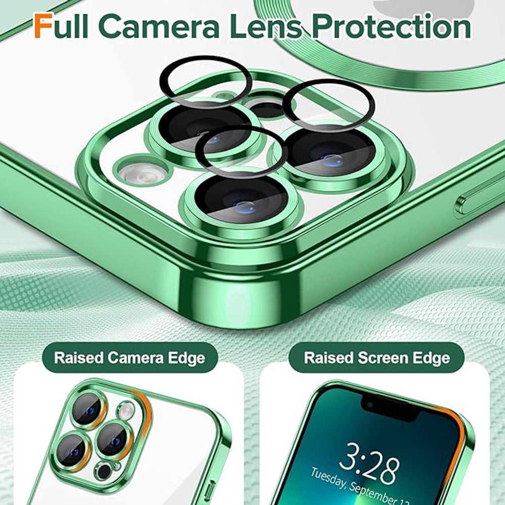 MagSafe-fodral för Apple iPhone 13 Pro, Techsuit, Luxury Crystal, Ljusgrön