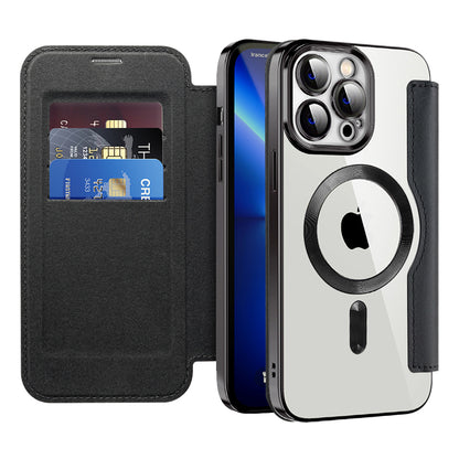 MagSafe Case for Apple iPhone 13 Pro, Techsuit, SmartMag Book, Black