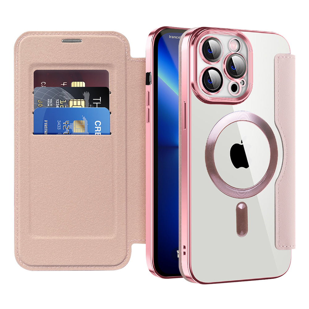 MagSafe Case for Apple iPhone 13 Pro, Techsuit, SmartMag Book, Pink