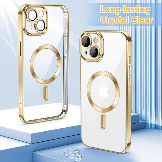 MagSafe-fodral för Apple iPhone 13, Techsuit, Luxury Crystal, Guld