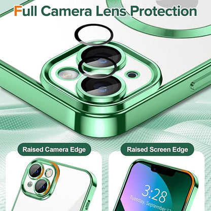 MagSafe-fodral för Apple iPhone 13, Techsuit, Luxury Crystal, Ljusgrön