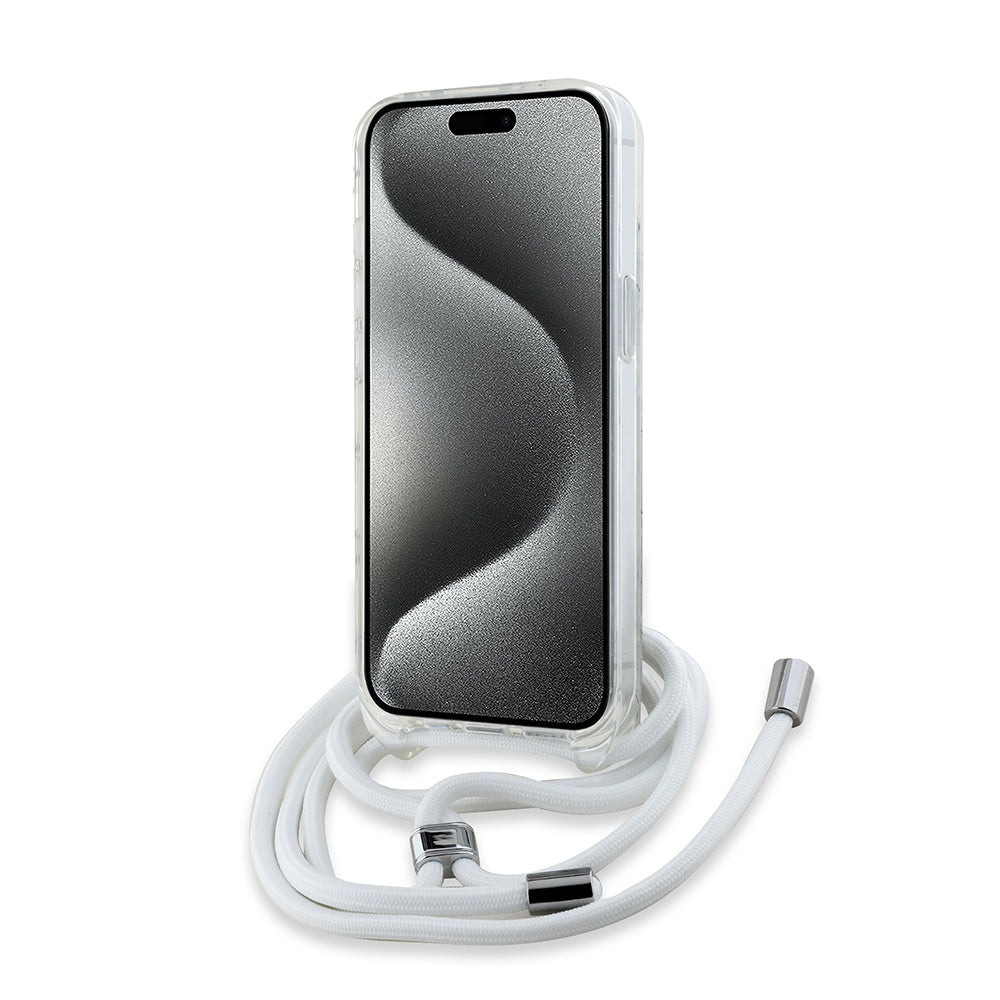MagSafe-skal för Apple iPhone 14, Karl Lagerfeld, IML Crossbody Choupette's Head with Strap, Transparent