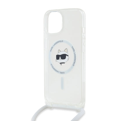 MagSafe-skal för Apple iPhone 14, Karl Lagerfeld, IML Crossbody Choupette's Head with Strap, Transparent