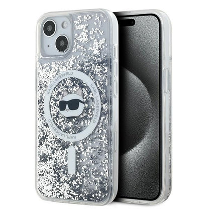 MagSafe-skal för Apple iPhone 14, Karl Lagerfeld, Liquid Glitter Choupette's Head, Transparent