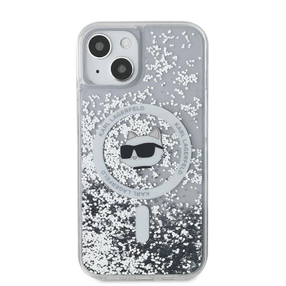 MagSafe-skal för Apple iPhone 14, Karl Lagerfeld, Liquid Glitter Choupette's Head, Transparent