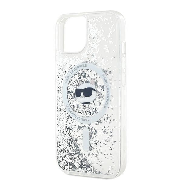 MagSafe-skal för Apple iPhone 14, Karl Lagerfeld, Liquid Glitter Choupette's Head, Transparent