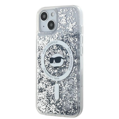 MagSafe-skal för Apple iPhone 14, Karl Lagerfeld, Liquid Glitter Choupette's Head, Transparent