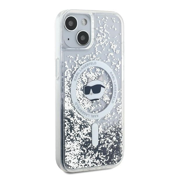 MagSafe-skal för Apple iPhone 14, Karl Lagerfeld, Liquid Glitter Choupette's Head, Transparent
