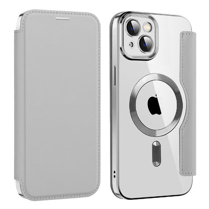 MagSafe-fodral för Apple iPhone 14 Plus, Techsuit, SmartMag Book, Grå