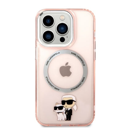 MagSafe Case for Apple iPhone 14 Pro, Karl Lagerfeld, Ikonik Karl & Choupette, Pink