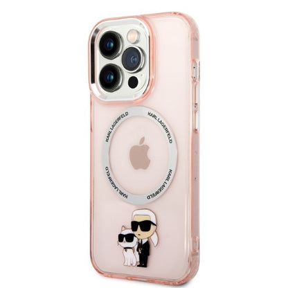 MagSafe Case for Apple iPhone 14 Pro, Karl Lagerfeld, Ikonik Karl & Choupette, Pink