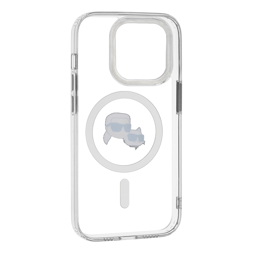 MagSafe-skal för Apple iPhone 14 Pro, Karl Lagerfeld, IML Metal Karl & Choupette's Heads, Vit