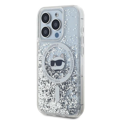 MagSafe-skal för Apple iPhone 14 Pro, Karl Lagerfeld, Liquid Glitter Choupette's Head, Transparent