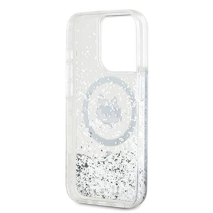 MagSafe-skal för Apple iPhone 14 Pro, Karl Lagerfeld, Liquid Glitter Choupette's Head, Transparent