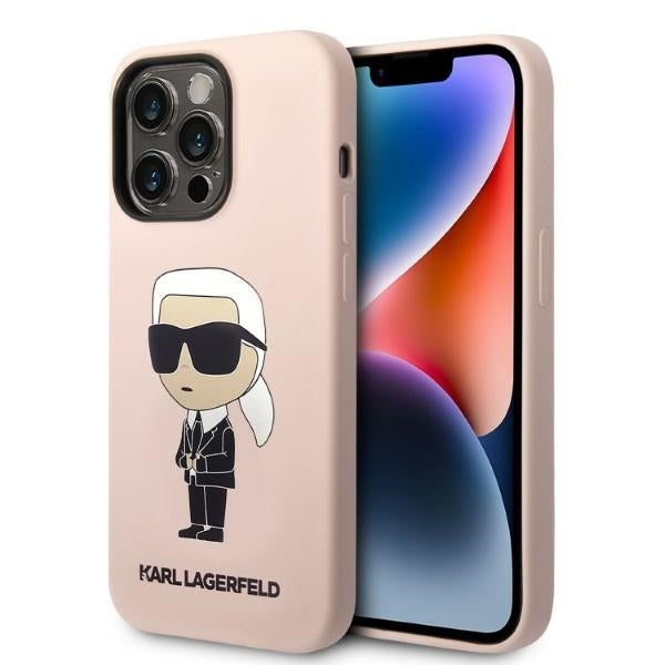 MagSafe-skal för Apple iPhone 14 Pro, Karl Lagerfeld, Silicone Ikonik Karl, Rosa