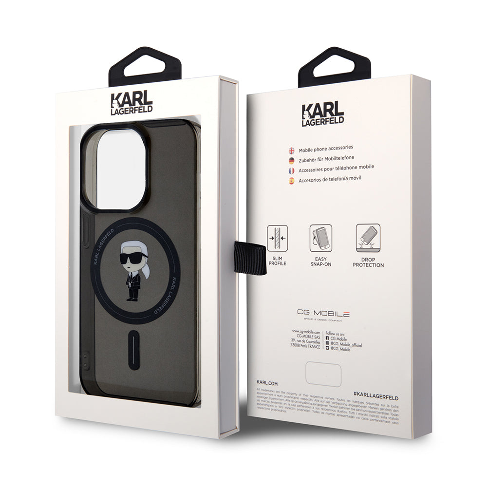 MagSafe-skal för Apple iPhone 14 Pro Max, Karl Lagerfeld, IML Ikonik Karl, Svart