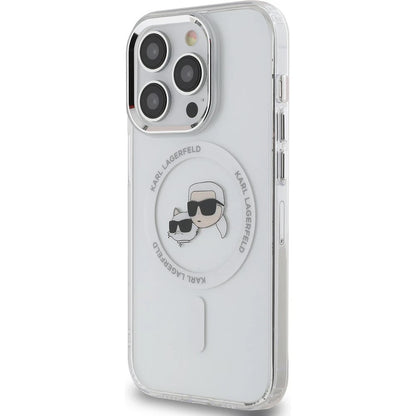 MagSafe Case for Apple iPhone 14 Pro Max, Karl Lagerfeld, IML Metal Karl & Choupette's Heads, White