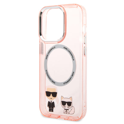 MagSafe Case for Apple iPhone 14 Pro Max, Karl Lagerfeld, Karl & Choupette Aluminium, Pink