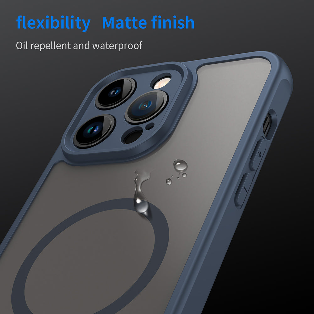MagSafe-fodral för Apple iPhone 14 Pro Max, Techsuit, HaloFrost II, Marinblå