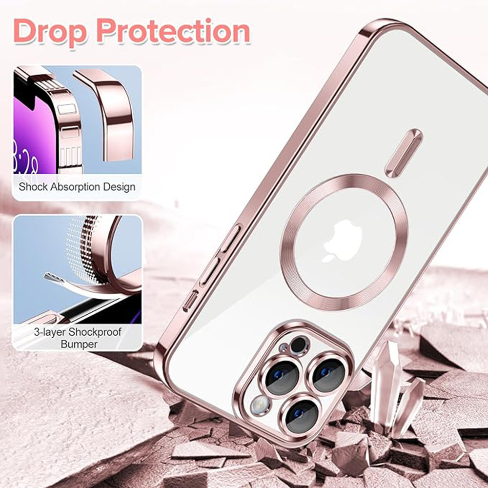 MagSafe-fodral för Apple iPhone 14 Pro Max, Techsuit, Luxury Crystal, Rosa