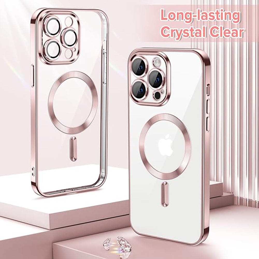 MagSafe-fodral för Apple iPhone 14 Pro Max, Techsuit, Luxury Crystal, Rosa
