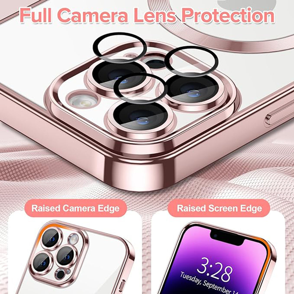 MagSafe-fodral för Apple iPhone 14 Pro Max, Techsuit, Luxury Crystal, Rosa