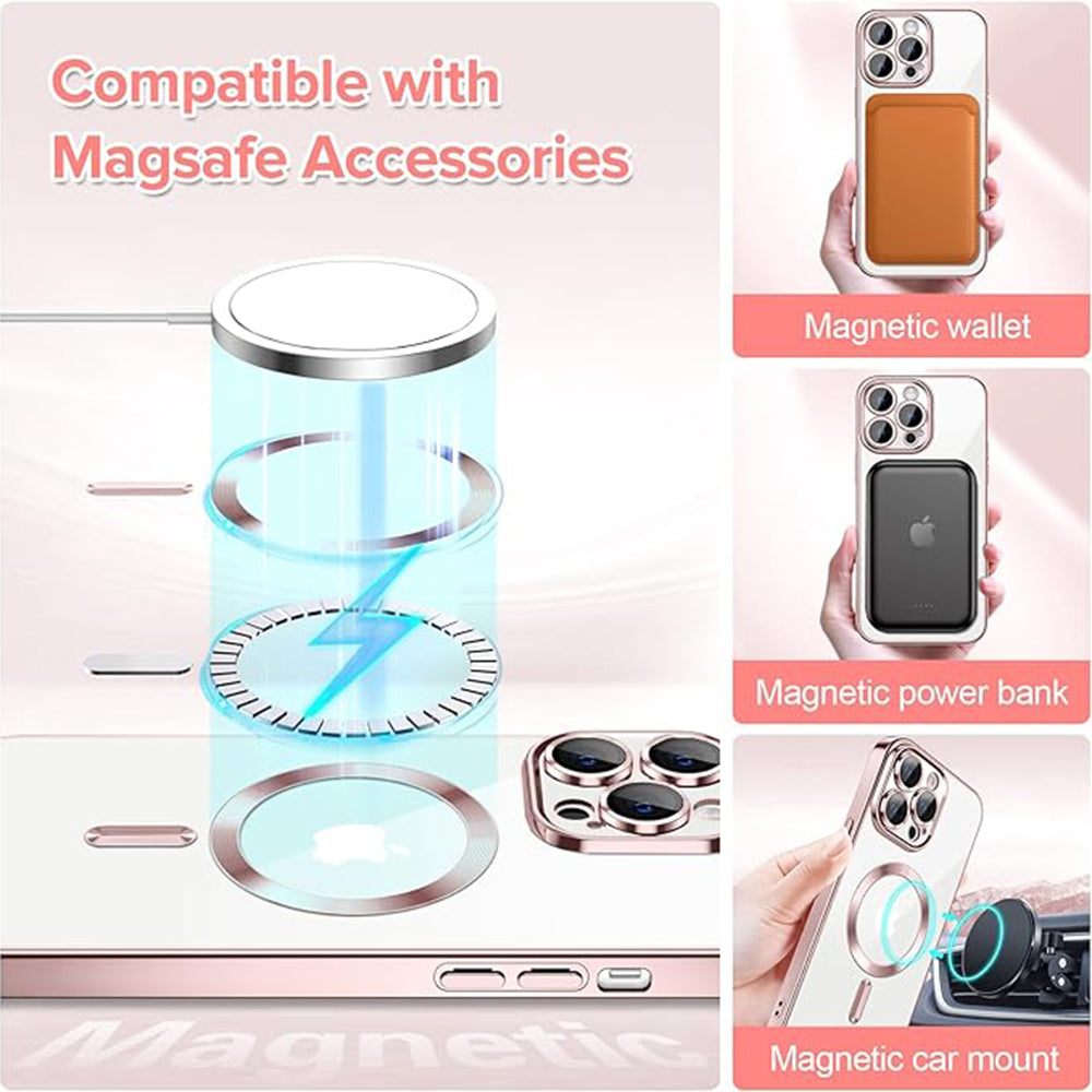 MagSafe-fodral för Apple iPhone 14 Pro Max, Techsuit, Luxury Crystal, Rosa