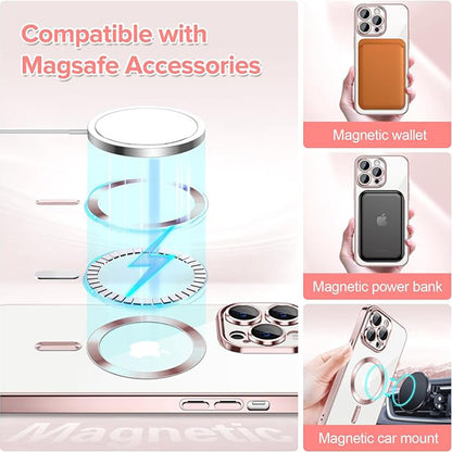 MagSafe-fodral för Apple iPhone 14 Pro Max, Techsuit, Luxury Crystal, Rosa