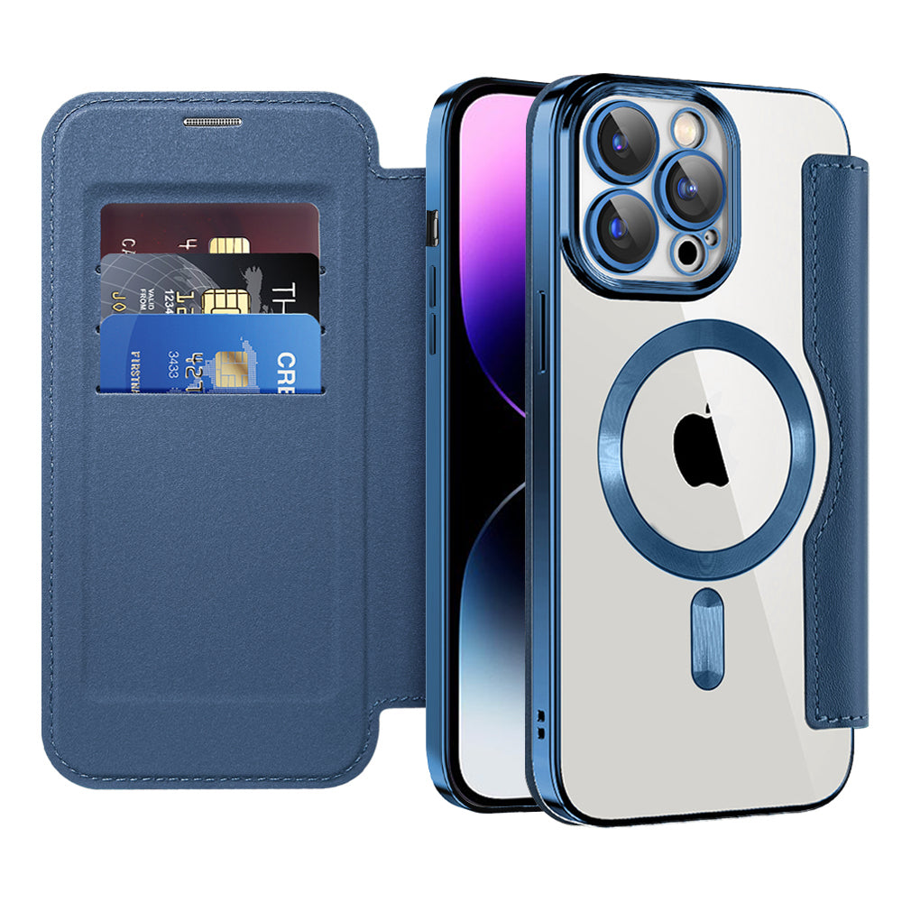 MagSafe Case for Apple iPhone 14 Pro Max, Techsuit, SmartMag Book, Blue