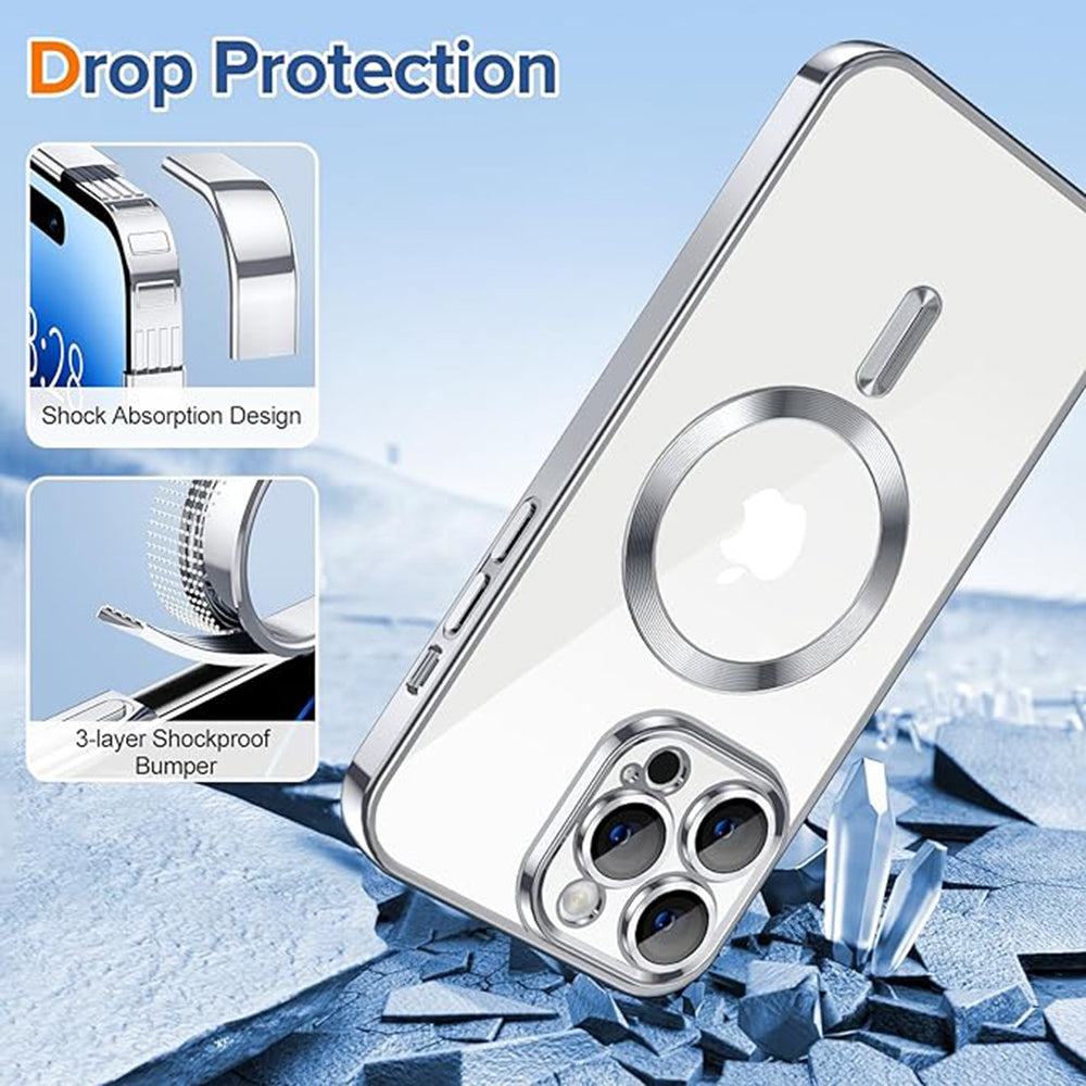 MagSafe-fodral för Apple iPhone 14 Pro, Techsuit, Luxury Crystal, Silver