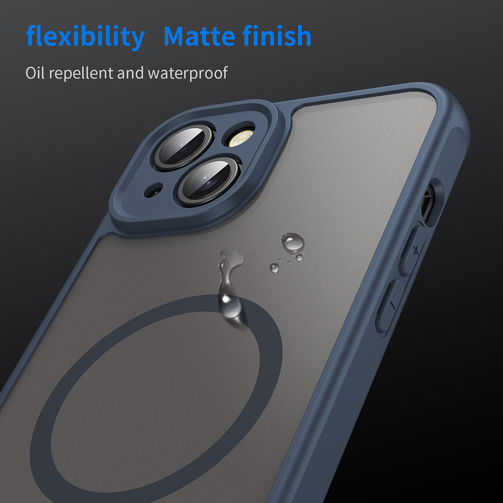 MagSafe-fodral för Apple iPhone 14, Techsuit, HaloFrost II, Marinblå